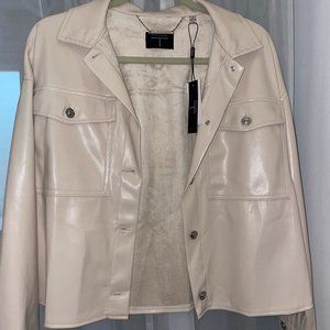 Tahari Nude Faux Leather Jacket, Size S
